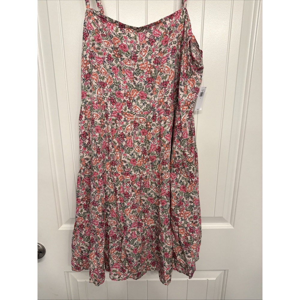 Old Navy Women's Tiered Pink/Green/Tan Summer Dress Pockets! Size XL NWT - Picture 4 of 7